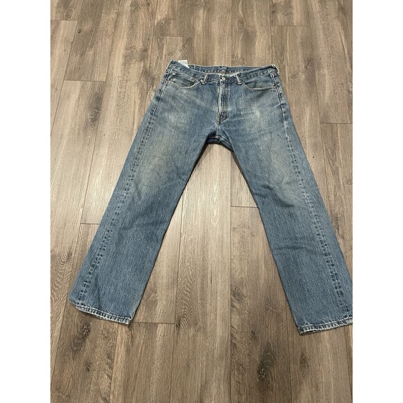 Levi's 505 Jeans Mens 36x32 Blue Regular Fit Straight Dark Wash Denim - Picture 1 of 5